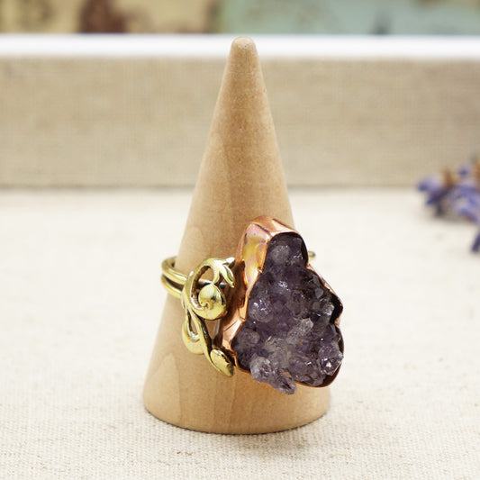 Raw Amethyst Crystal Stone Rings - Verna Artisan Works
