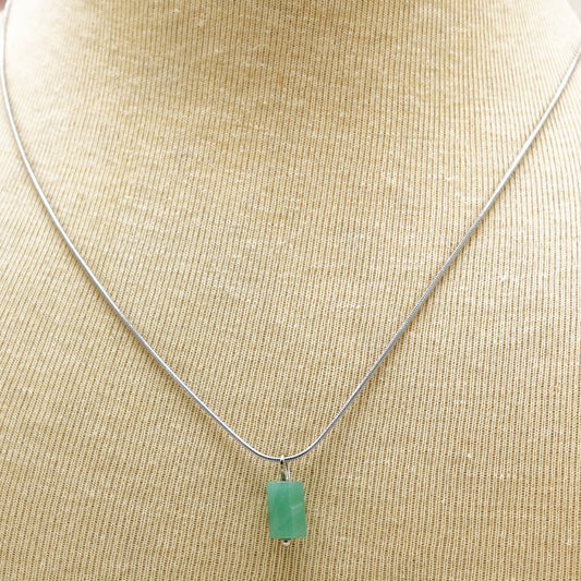 Aventurine Crystal Stone Necklace with Stainless Steel Chain