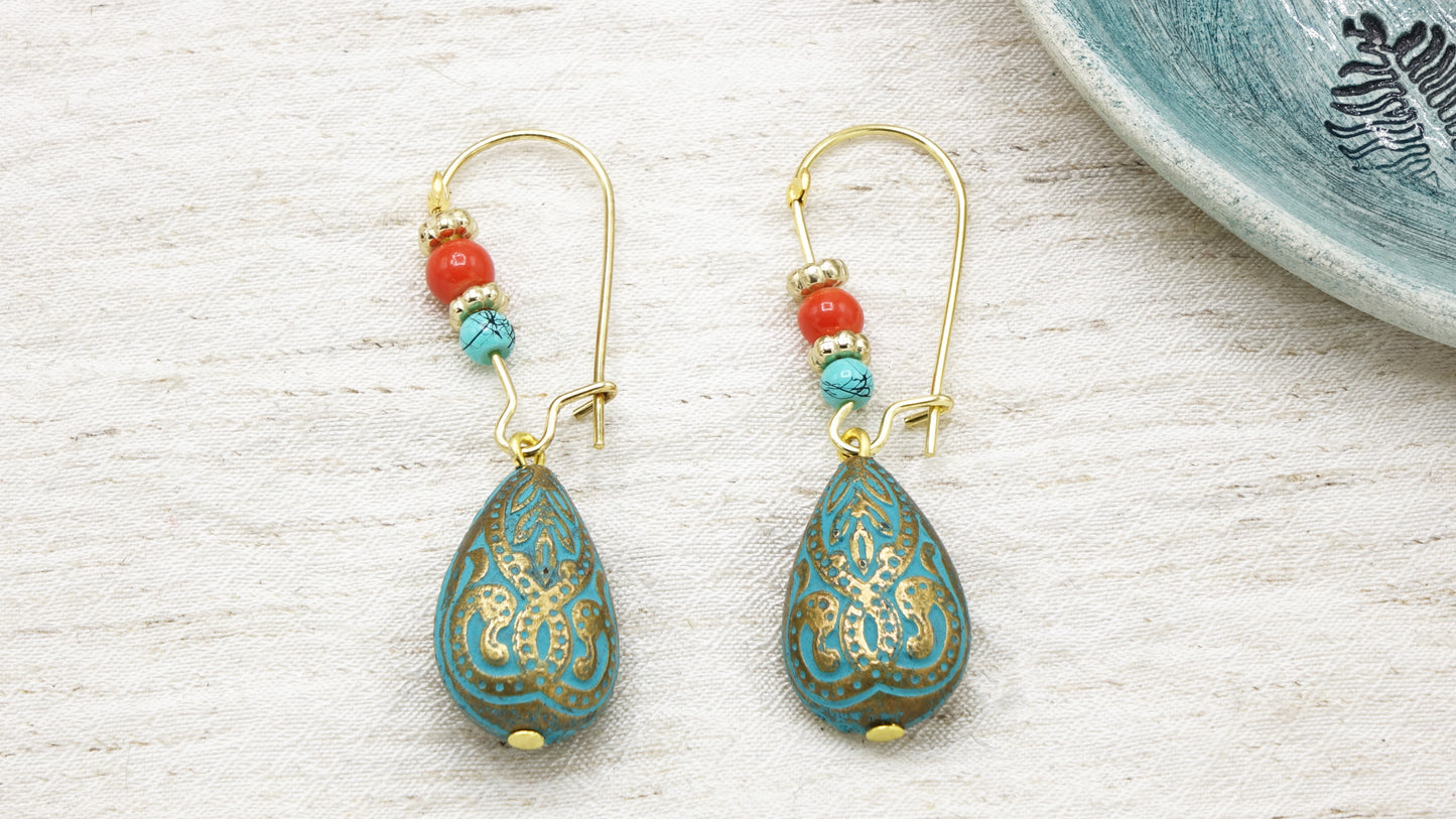 Boho Turquoise Patina Earrings