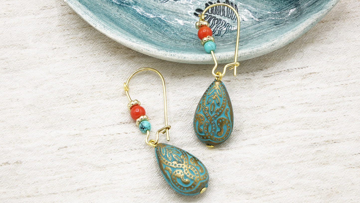 Boho Turquoise Patina Earrings