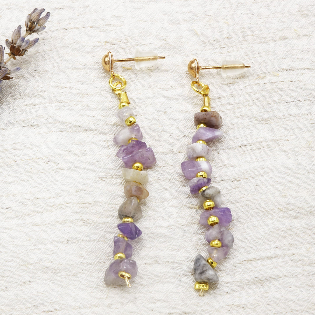 Amethyst Crystal Stone Earrings