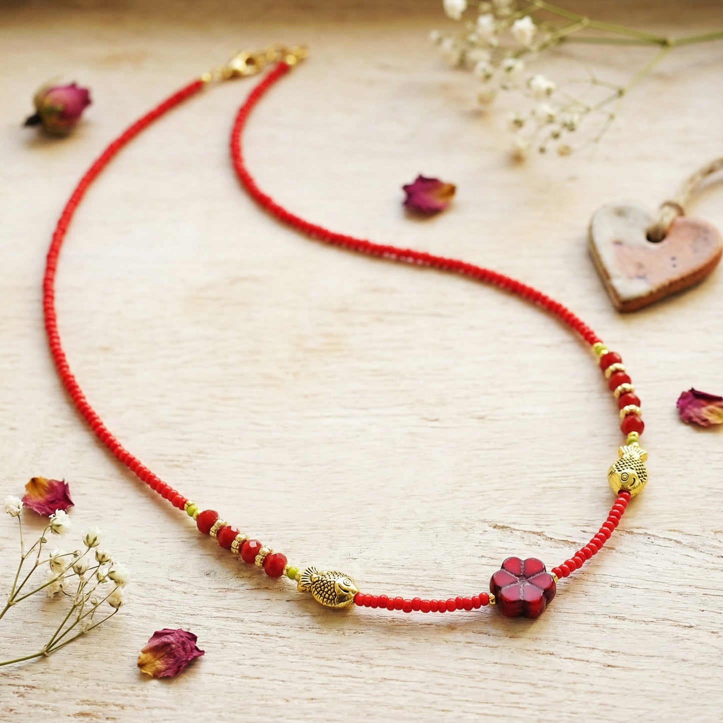 Boho Beaded Flower Necklace - Verna Artisan Works