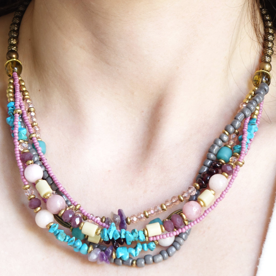 Boho Beaded Ethnic Necklace - Verna Artisan Works