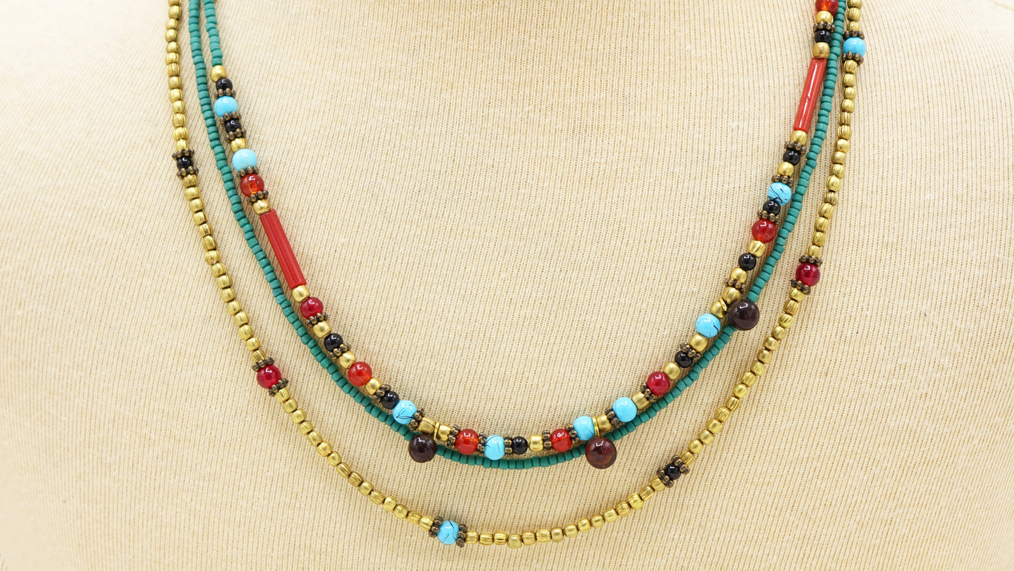 Boho Beaded Colourful Necklace - Verna Artisan Works