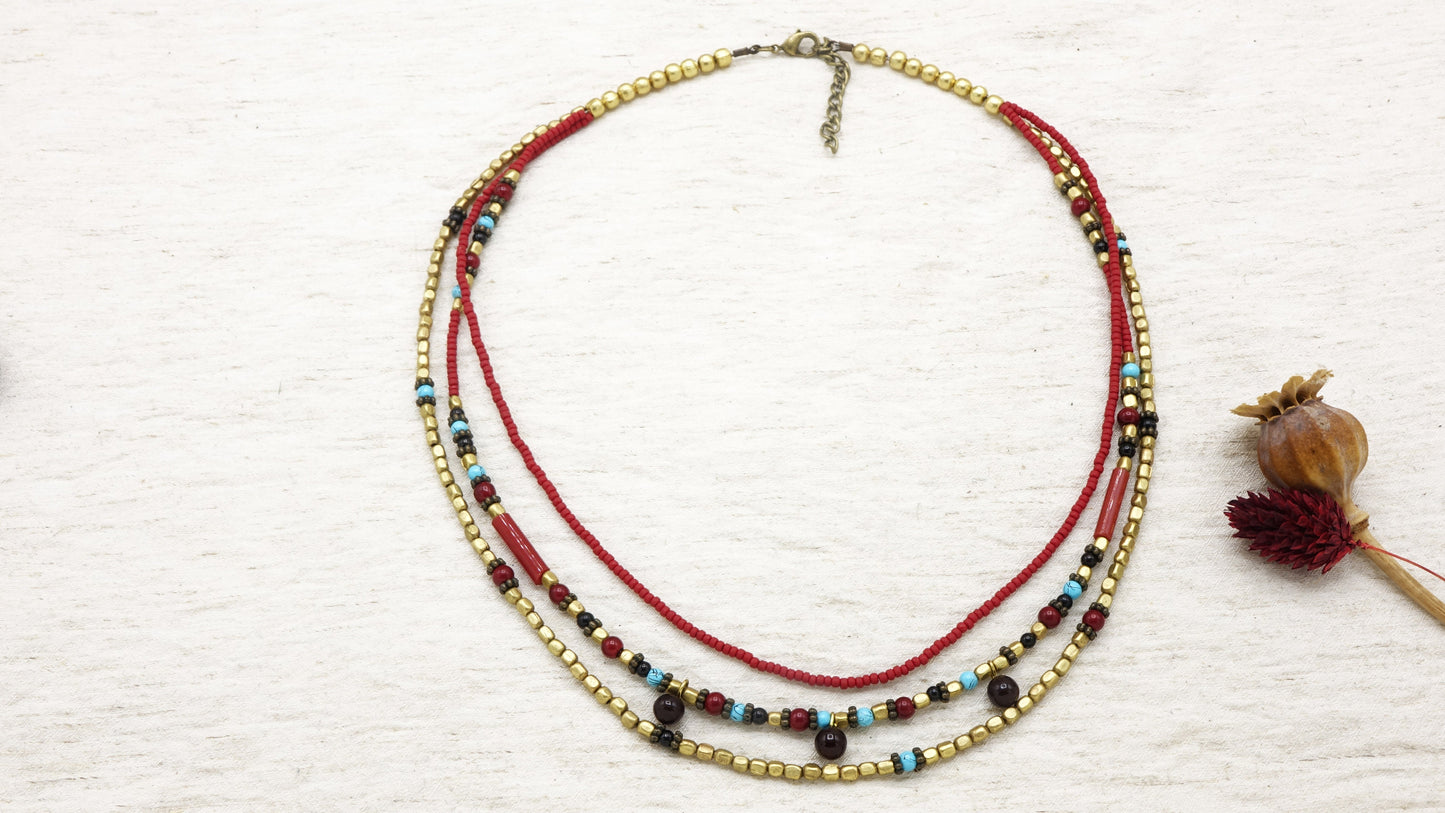 Boho Beaded Colourful Necklace - Verna Artisan Works