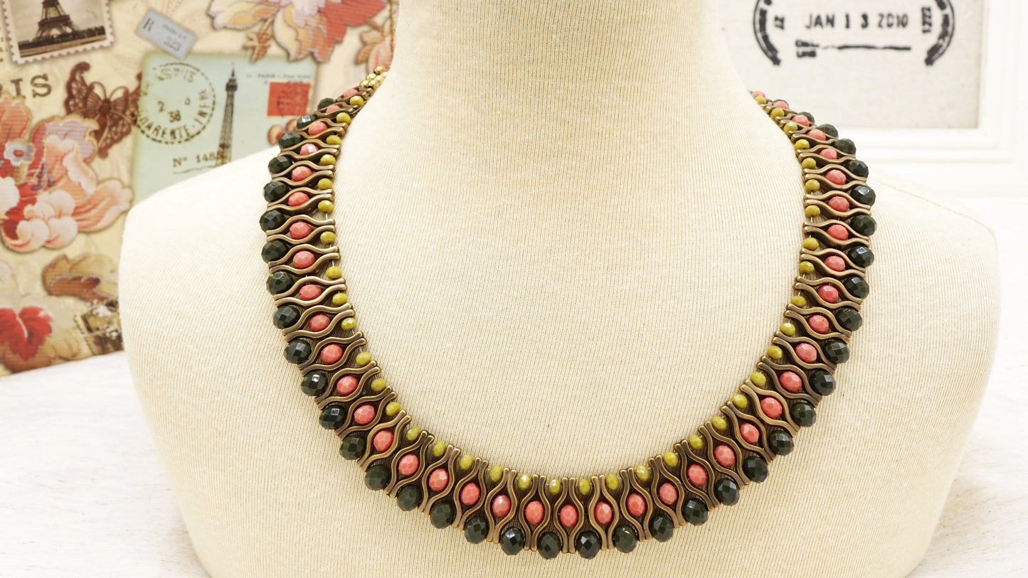 Beaded Ethnic Bib Necklace - Verna Artisan Works