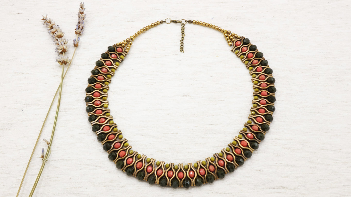 Beaded Ethnic Bib Necklace - Verna Artisan Works