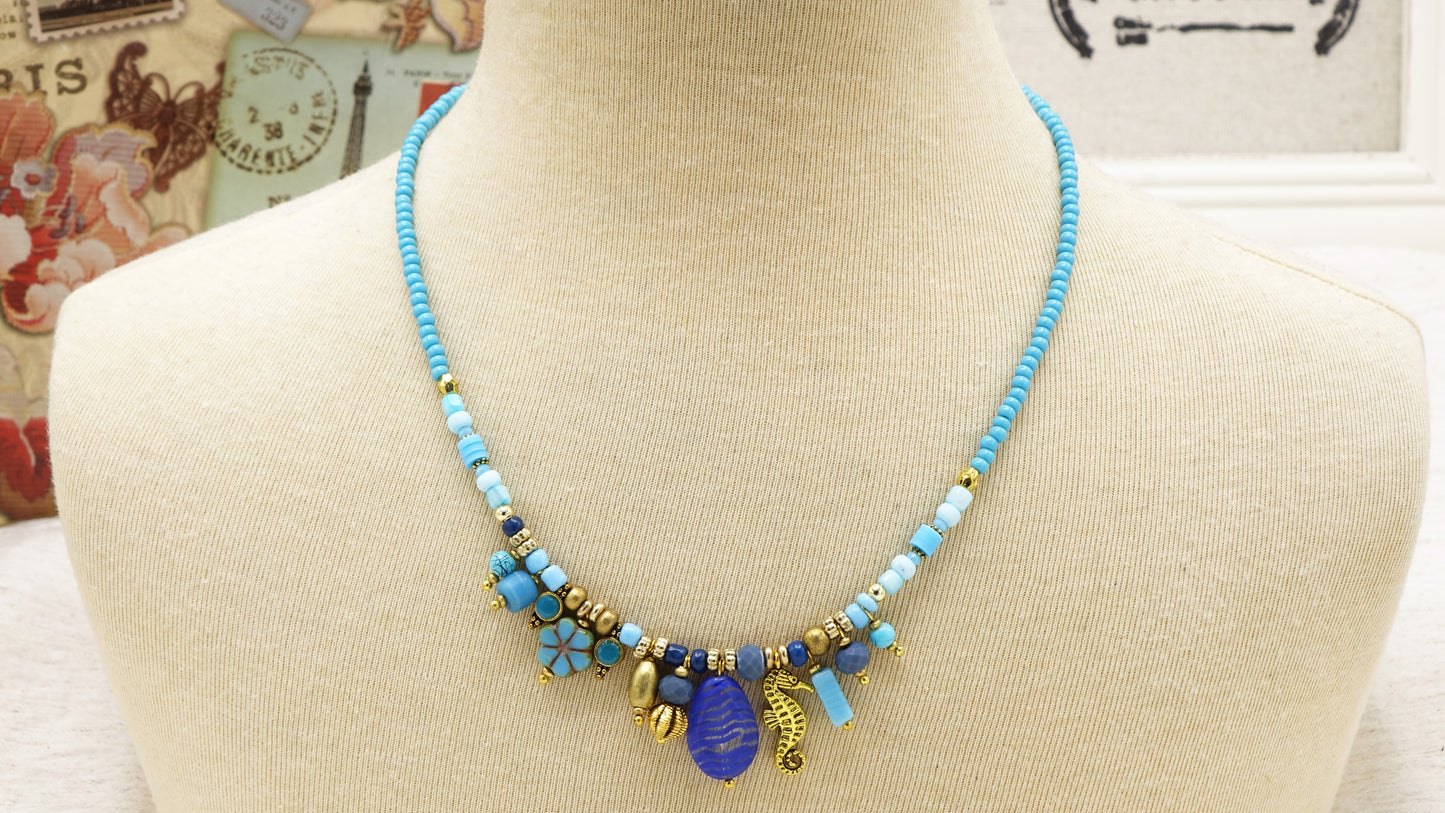 Beaded Ocean Theme Necklace - Verna Artisan Works