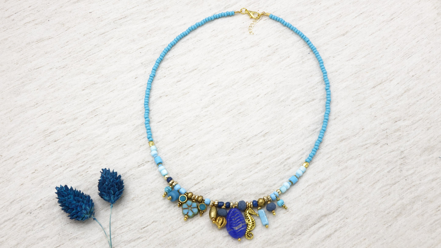 Beaded Ocean Theme Necklace - Verna Artisan Works