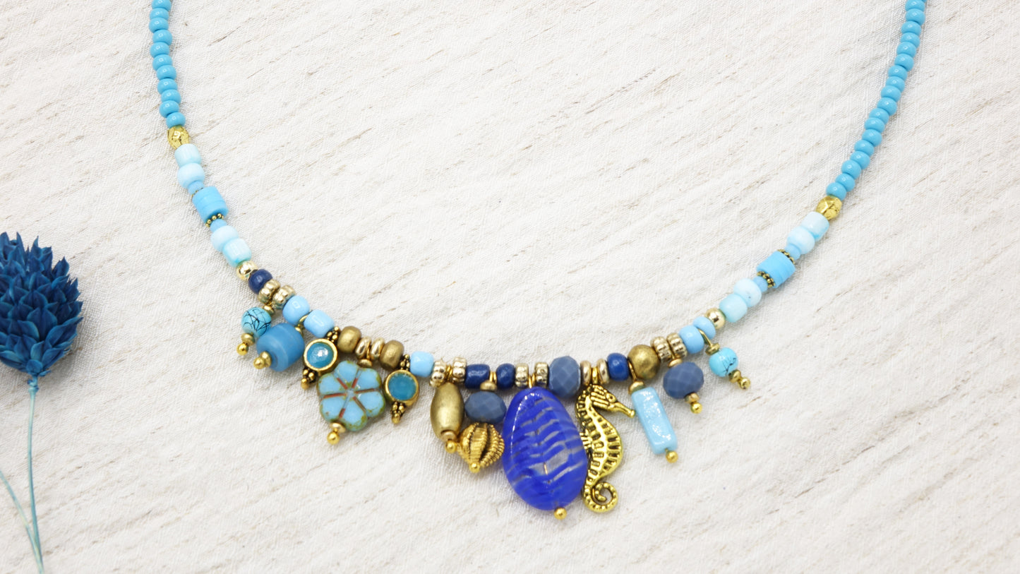Beaded Ocean Theme Necklace - Verna Artisan Works