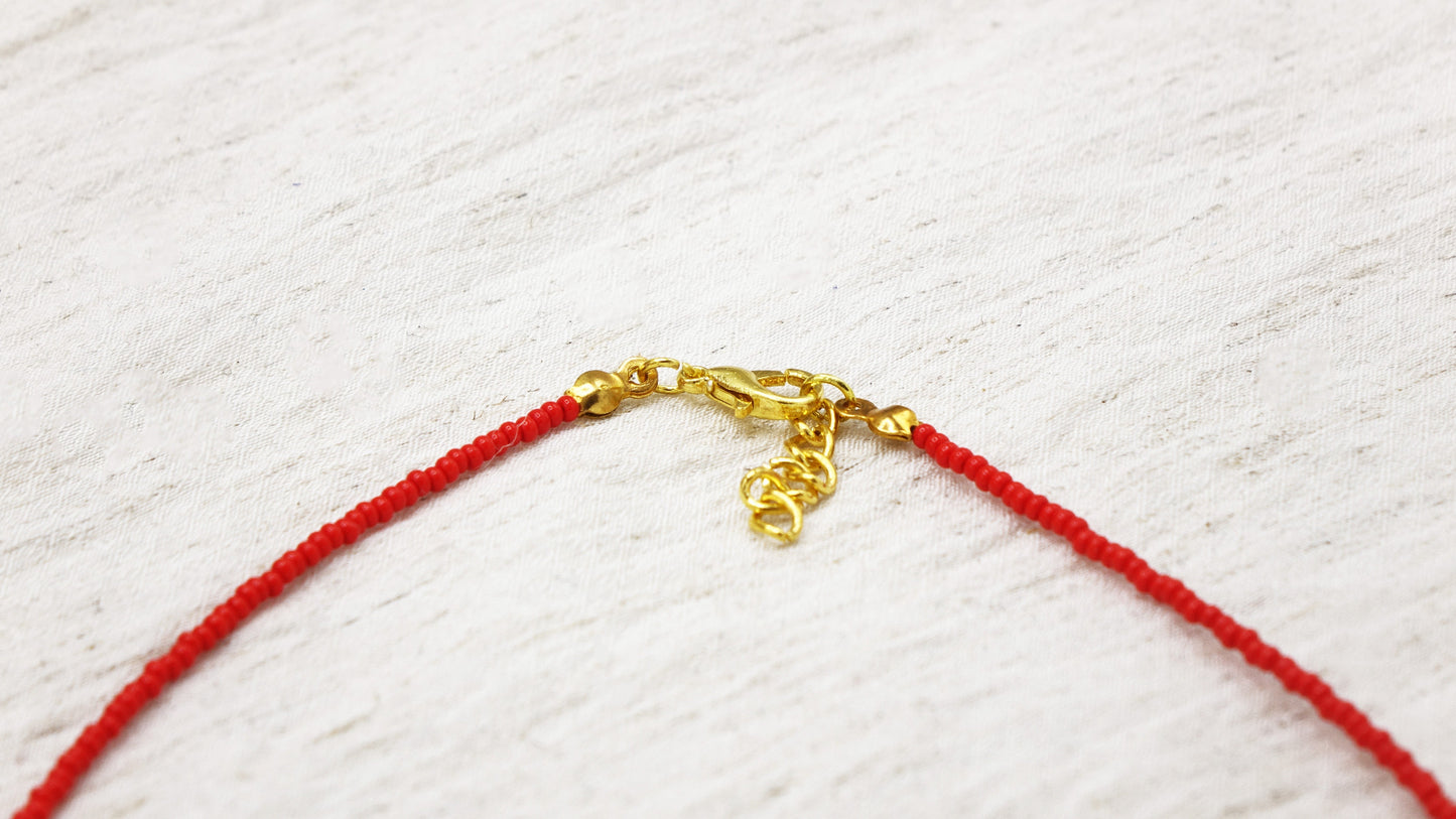 Boho Beaded Flower Necklace with Caretta Carettas