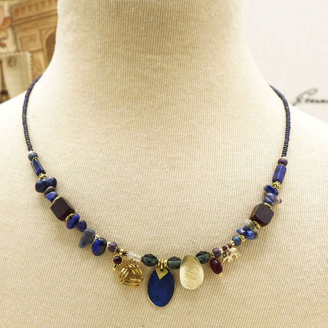 Beaded Lapis Lazuli Necklace