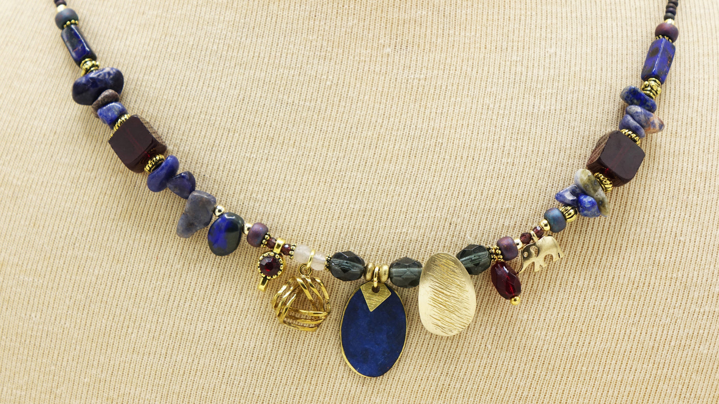 Beaded Lapis Lazuli Necklace