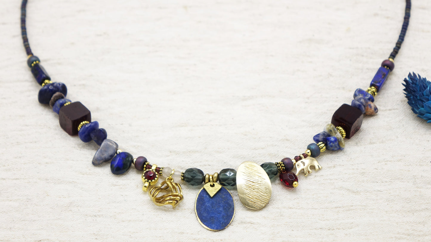Beaded Lapis Lazuli Necklace