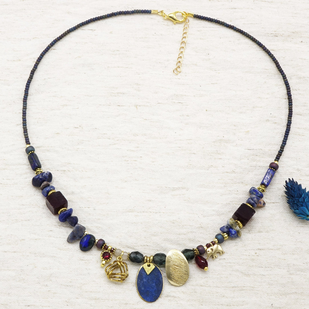 Beaded Lapis Lazuli Necklace
