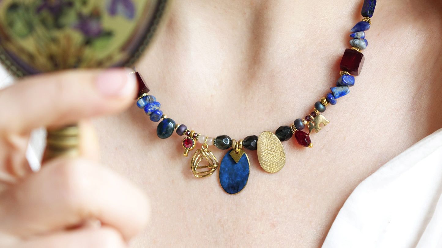Beaded Lapis Lazuli Necklace