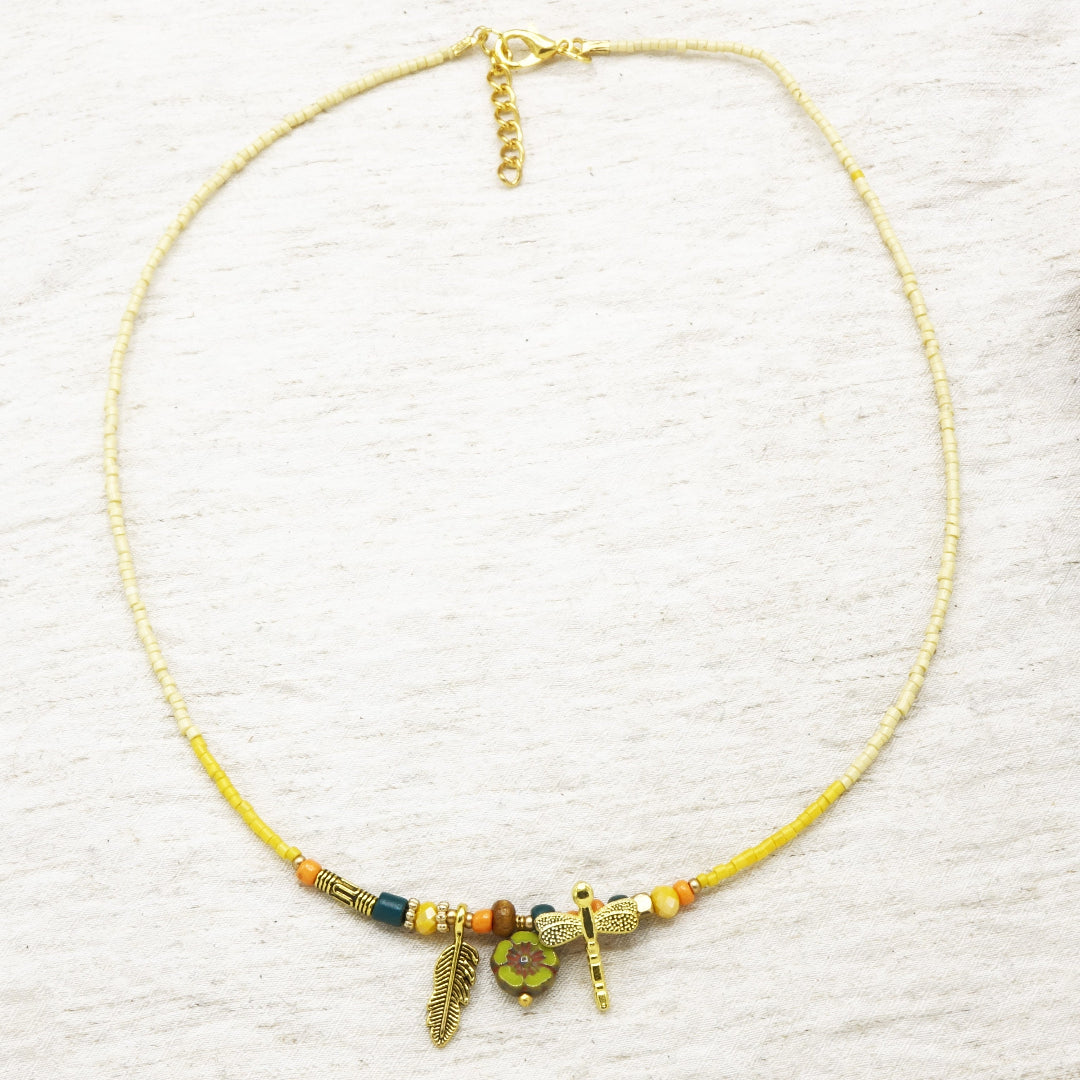 Boho Beaded Flower Necklace