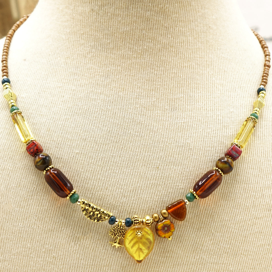 Boho Beaded Tree of Life Necklace