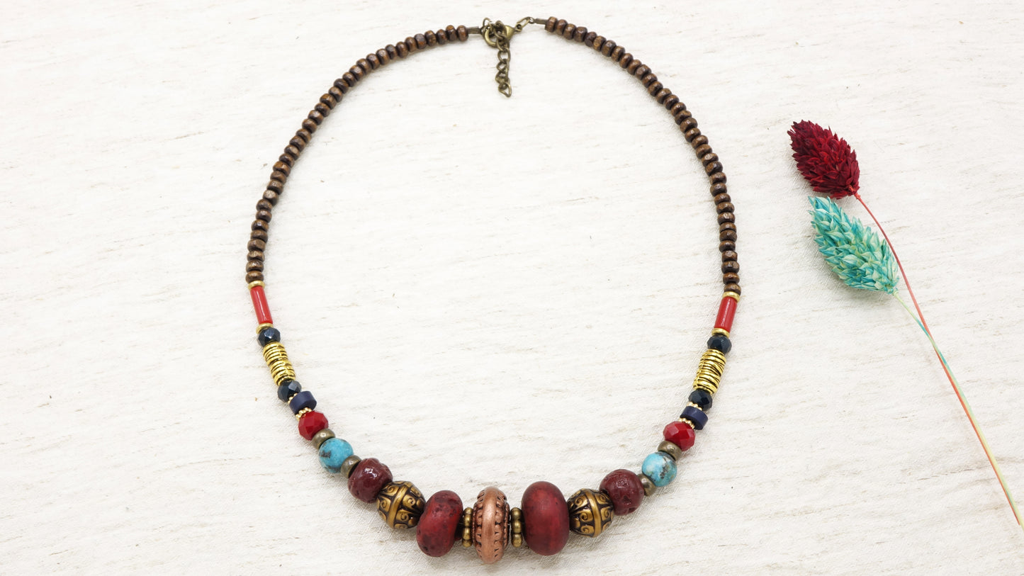 Burgundy Beaded Necklace