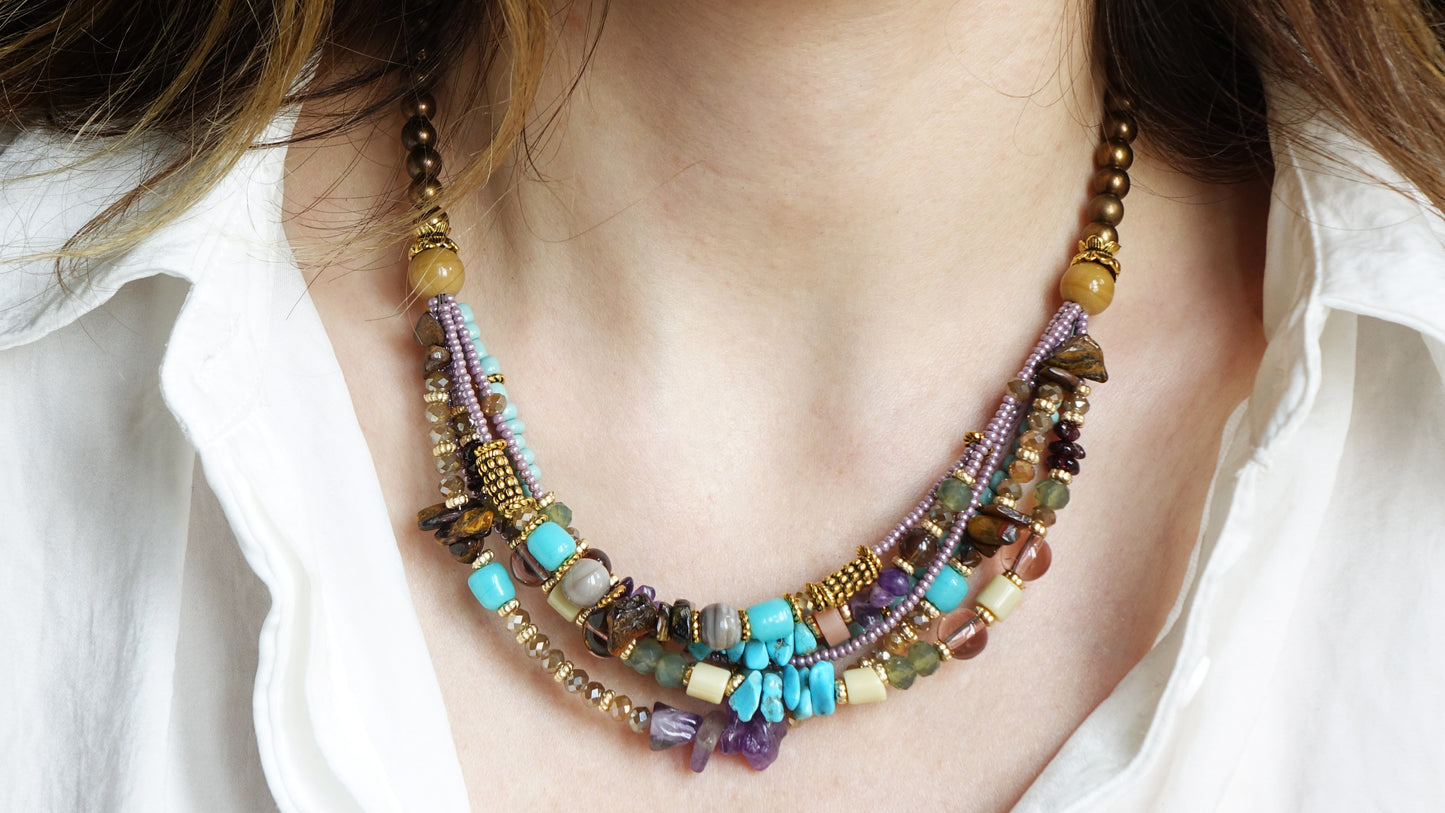 Boho Beaded Ethnic Necklace