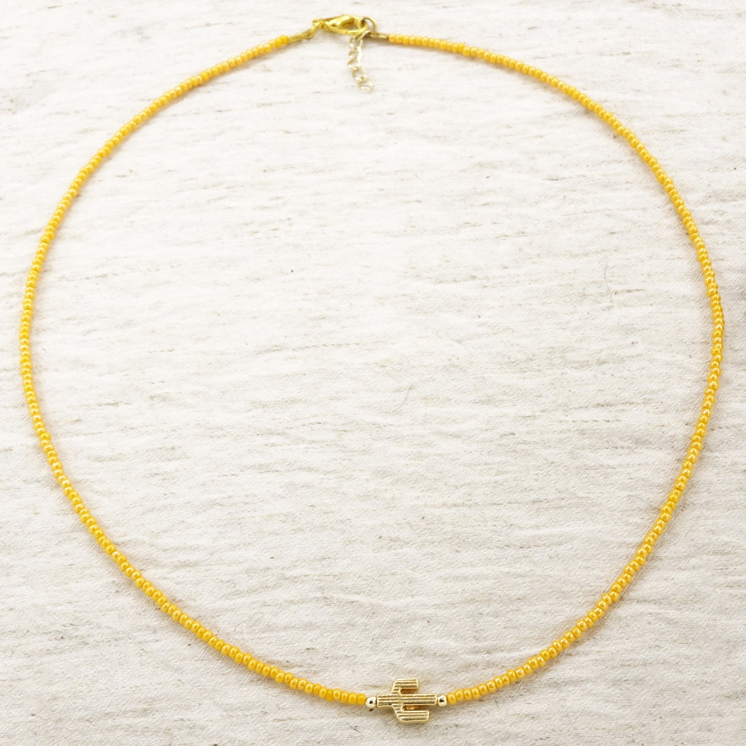 Boho Beaded Dainty Cactus Necklace