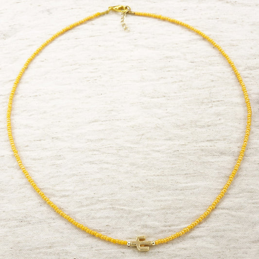 Boho Beaded Dainty Cactus Necklace
