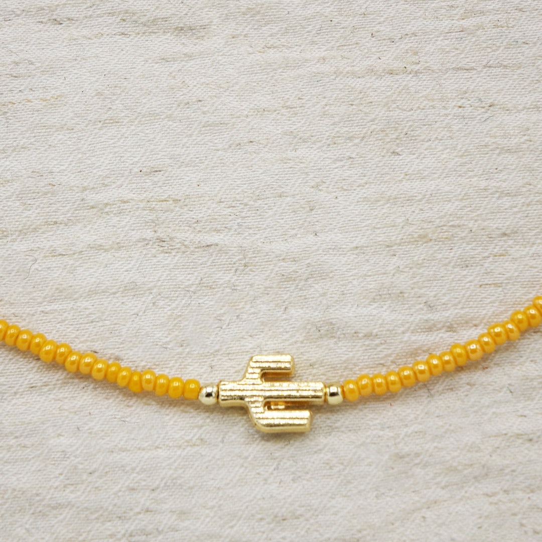 Boho Beaded Dainty Cactus Necklace