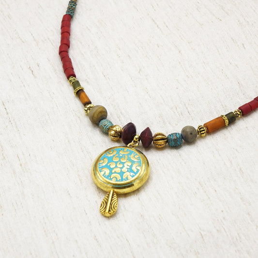 Damask Motif Pendant Necklace