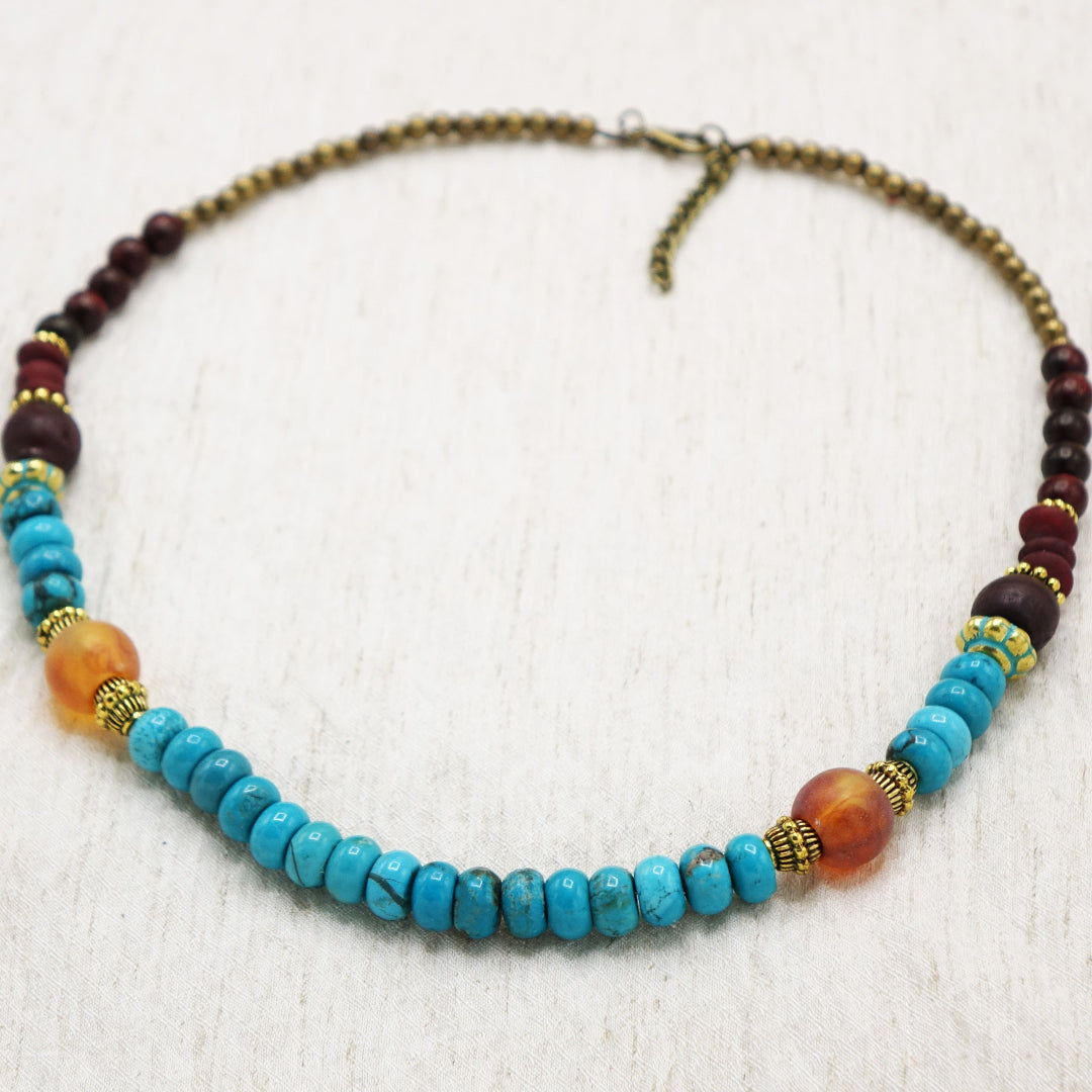 Boho Beaded Turquoise Necklace