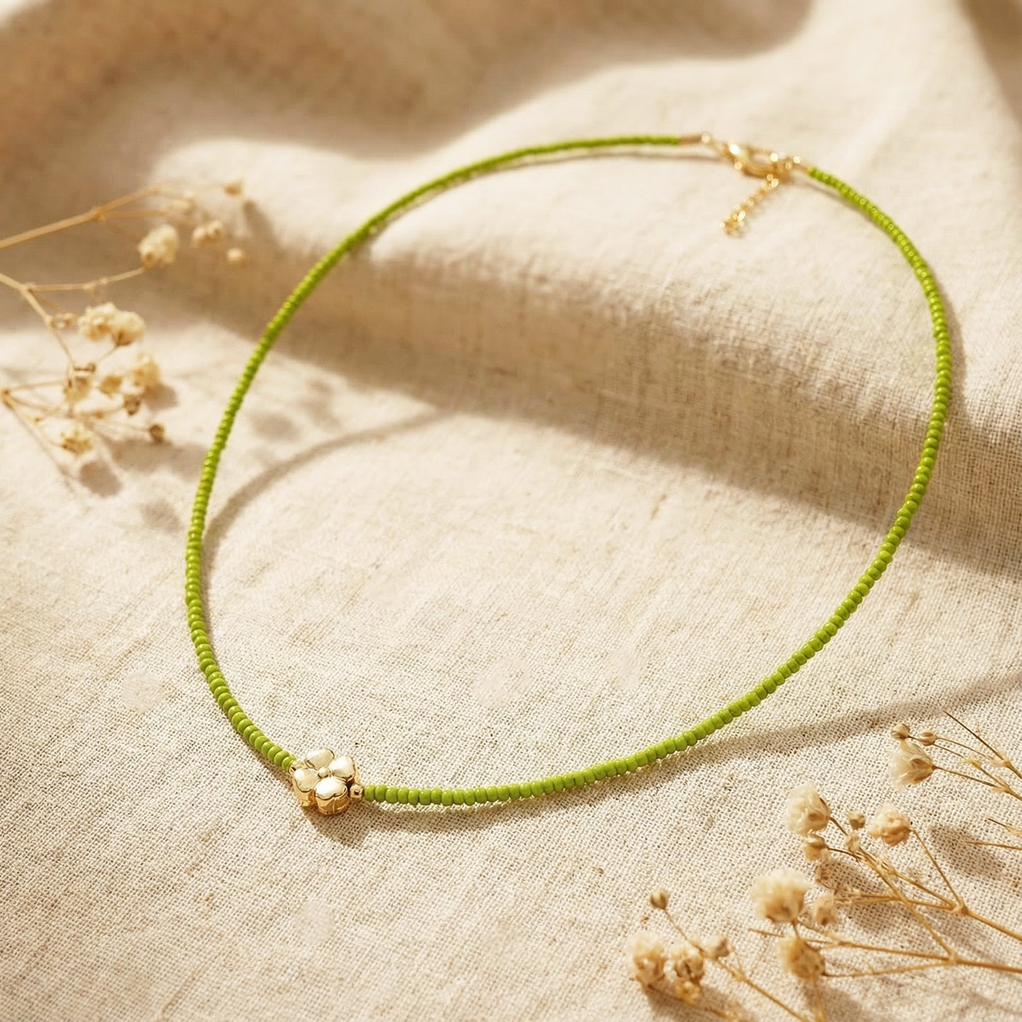 Boho Beaded Flower Necklace