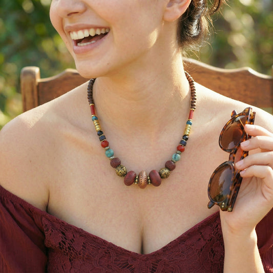 Burgundy Beaded Necklace