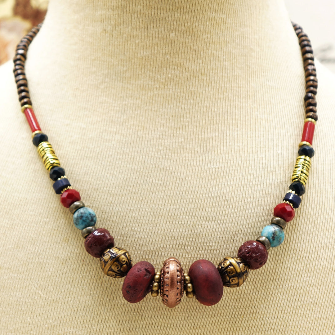 Burgundy Beaded Necklace