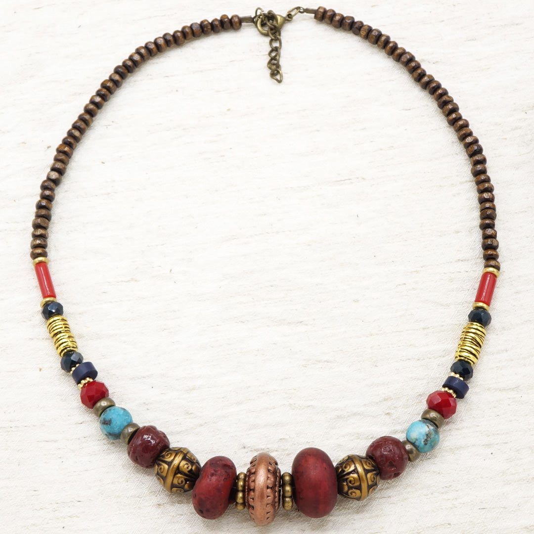 Burgundy Beaded Necklace