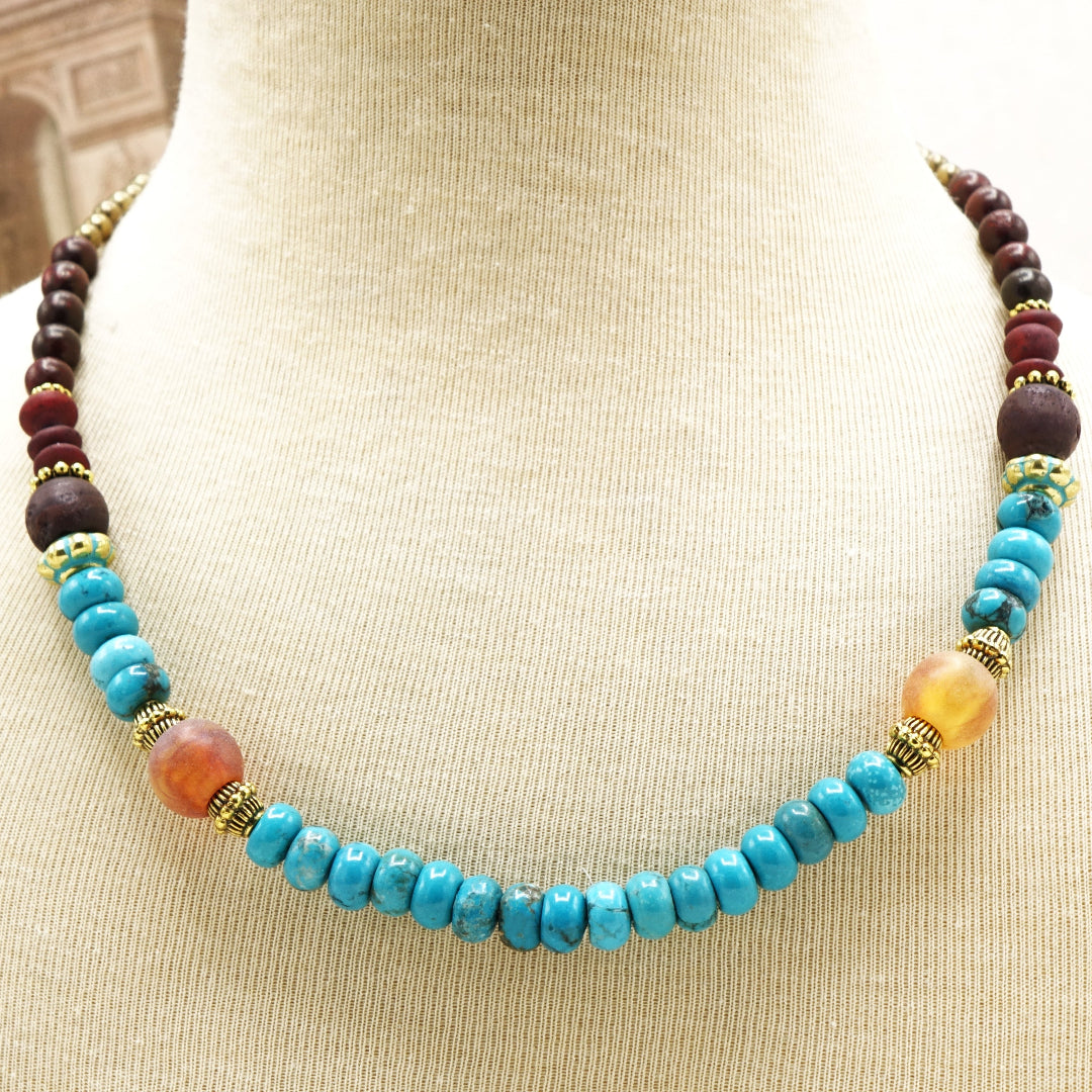 Boho Beaded Turquoise Necklace