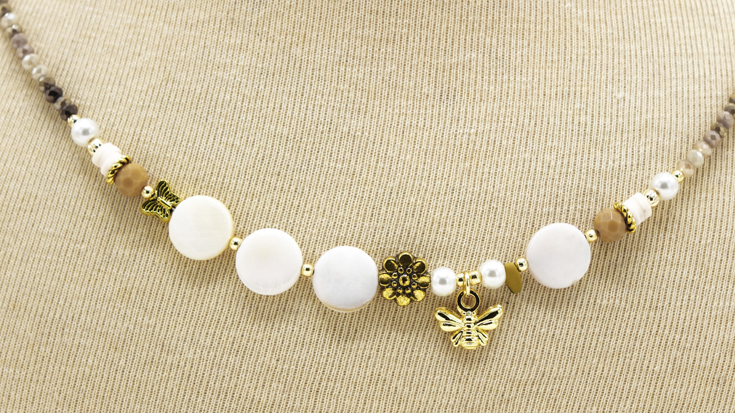 Beaded Mother of Pearl Necklace