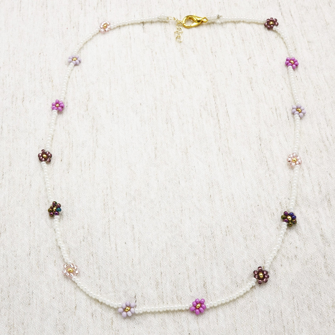 Boho Beaded Flower Necklace