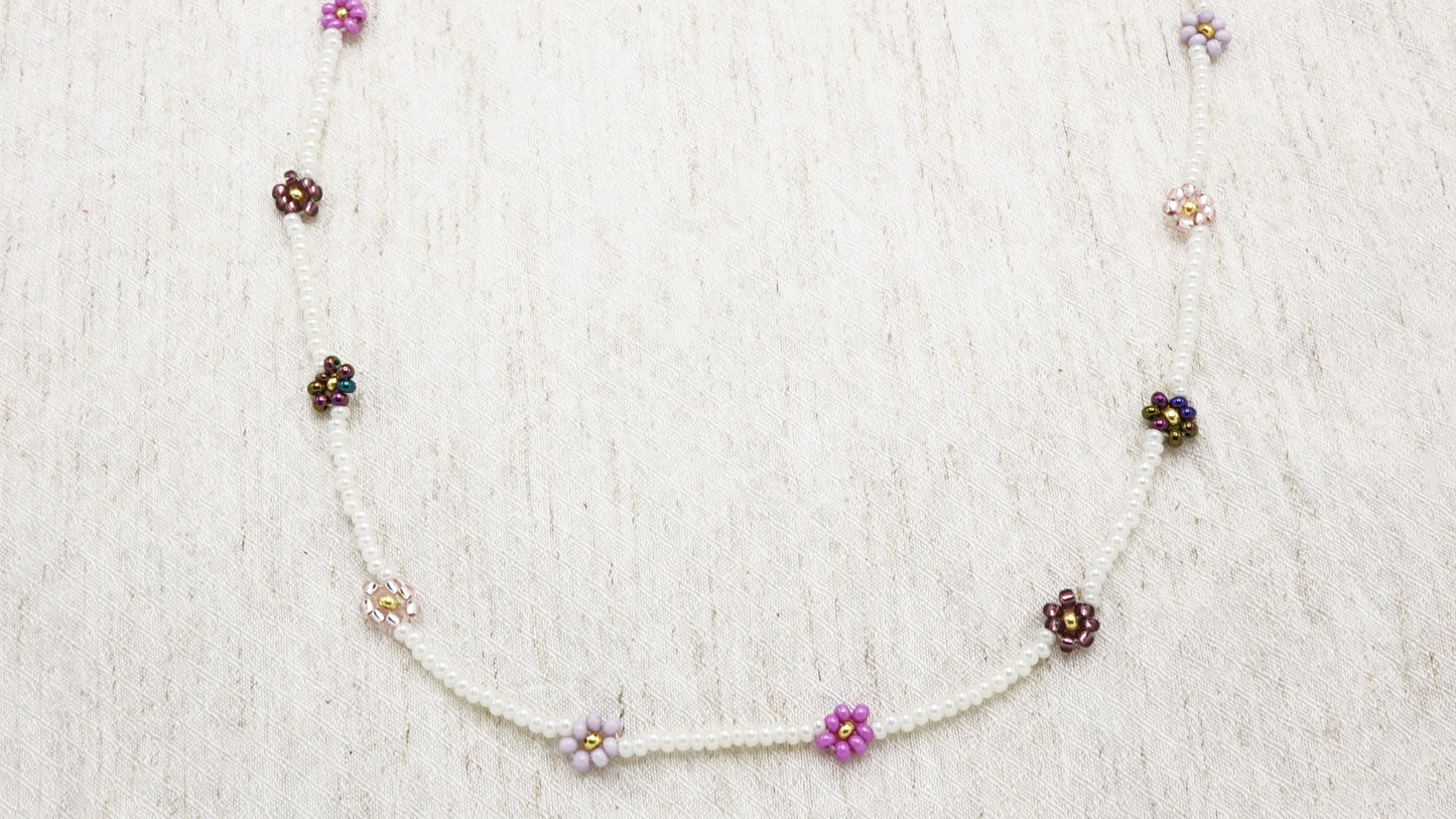 Boho Beaded Flower Necklace
