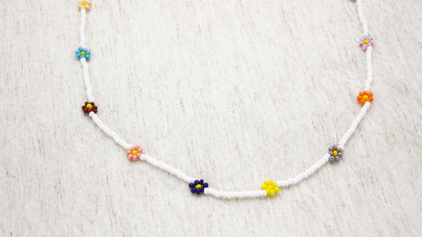 Boho Beaded Flower Necklace