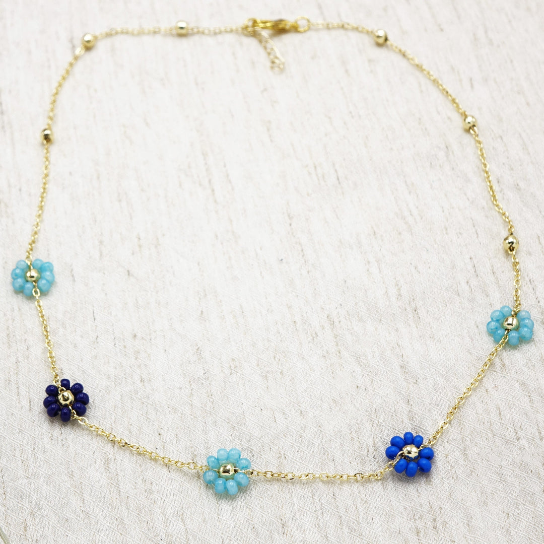 Beaded Flower Chain Necklace