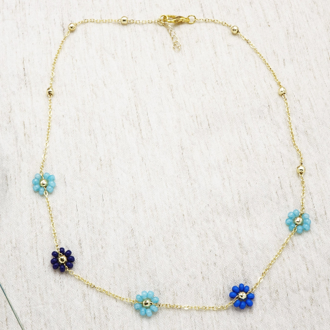 Beaded Flower Chain Necklace