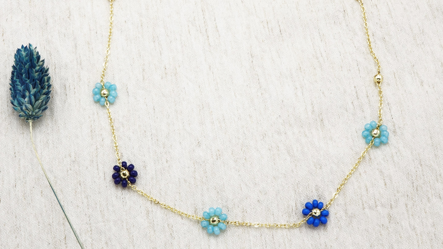 Beaded Flower Chain Necklace