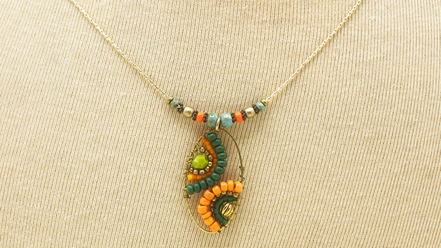 Boho Handwired Necklace - Citrus & Green