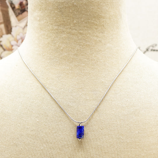 Lapis Lazuli Crystal Stone Necklace with Stainless Steel Chain