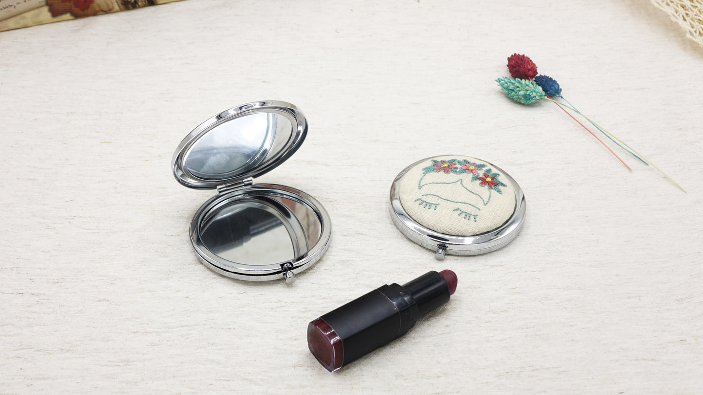 Hand-Embroidered Frida Kahlo Hand Mirror
