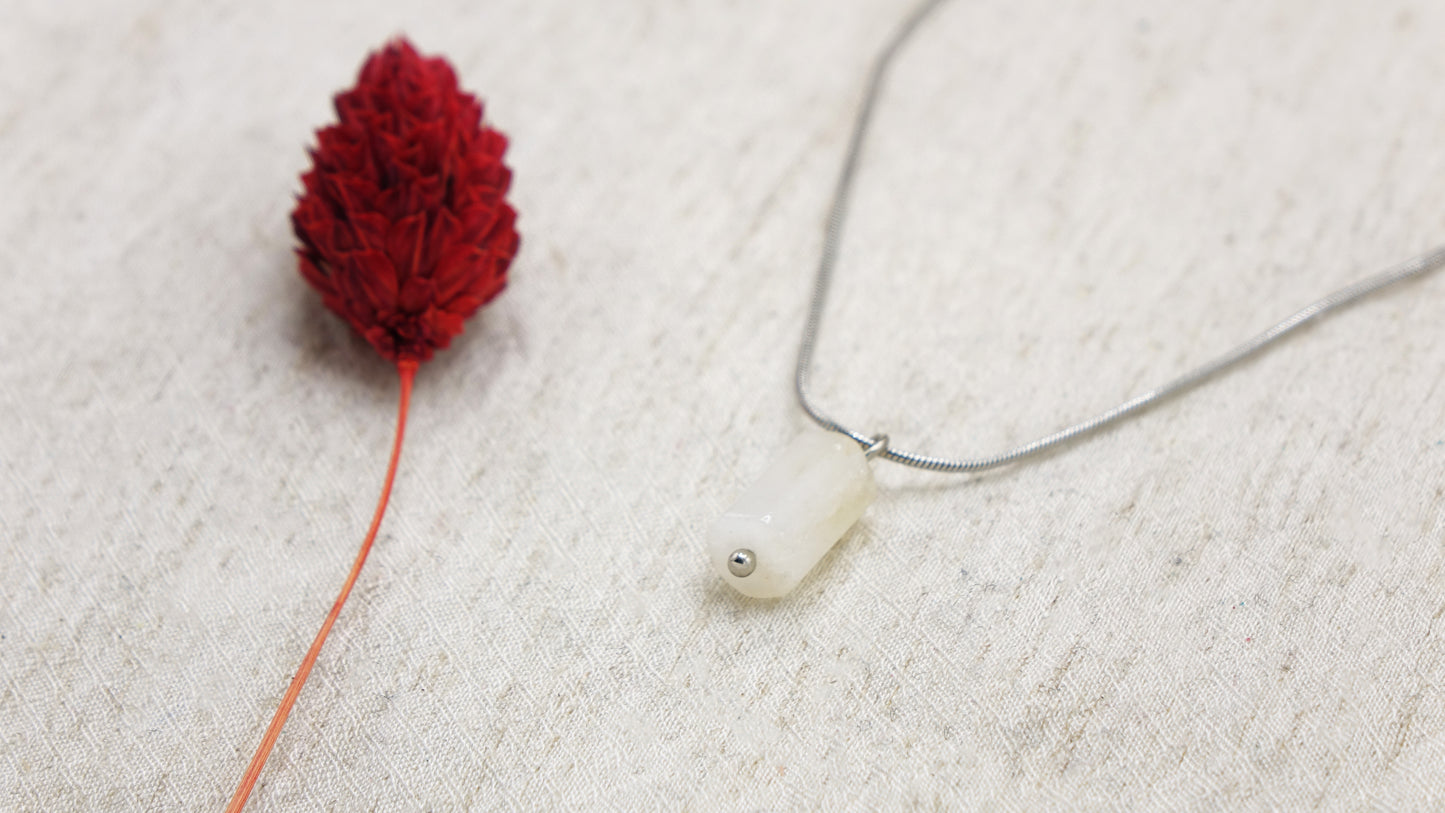Moonstone Crystal Stone Necklace with Stainless Steel Chain