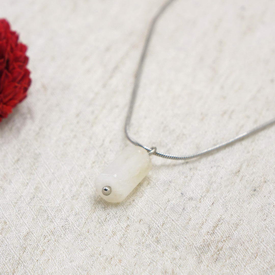 Moonstone Crystal Stone Necklace with Stainless Steel Chain