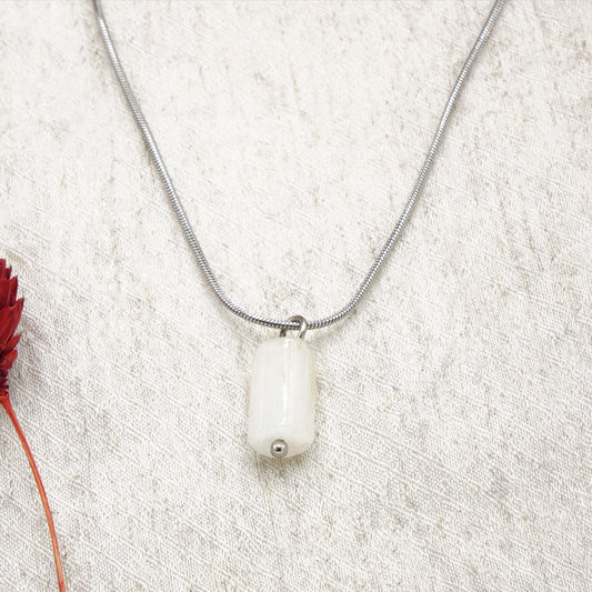 Moonstone Crystal Stone Necklace with Stainless Steel Chain