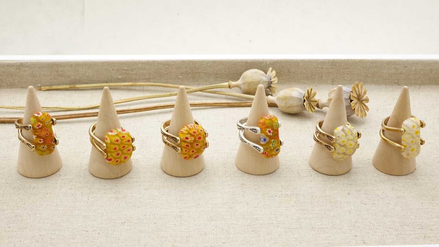 Murano-Style Millefiori Glass Rings – Assorted Band Designs | Wholesale Only - Verna Artisan Works