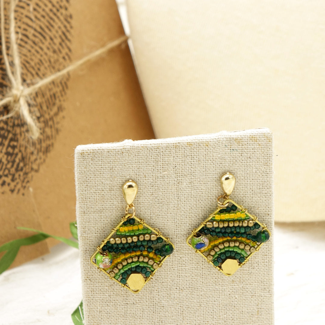 Boho Handwired Earrings - Forest - Verna Artisan Works