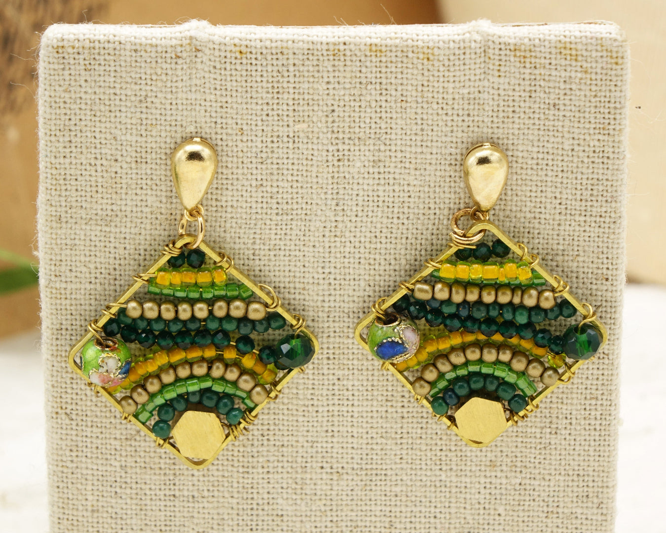 Boho Handwired Earrings - Forest - Verna Artisan Works